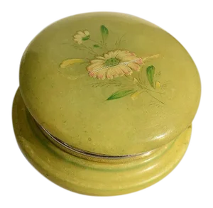 Italian Green Alabaster Floral Hinged Trinket Box