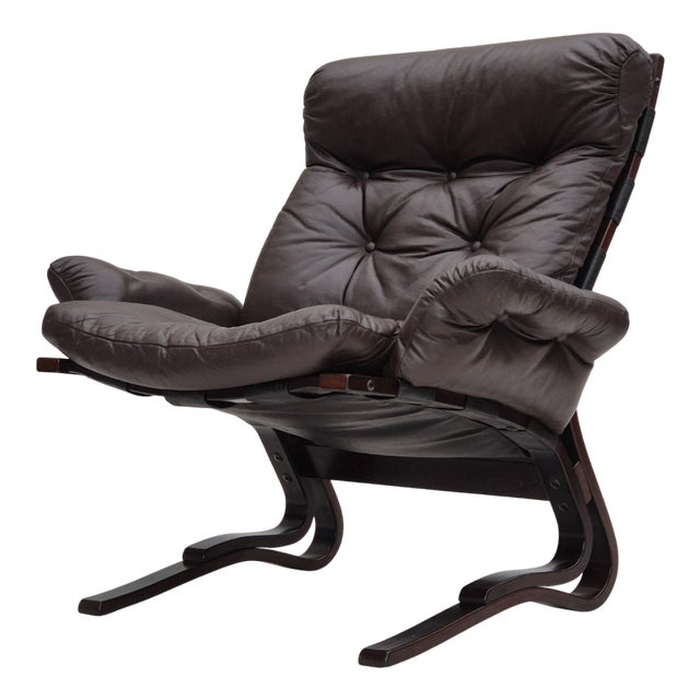 Vintage Scandinavian Lounge Chair in Leather and Bentwood, 1970s For Sale