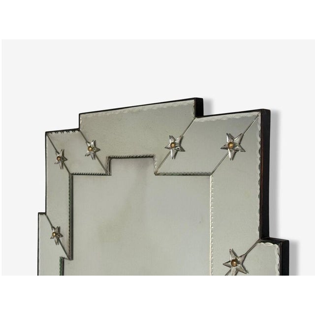 Mid-Century Modern Art Deco Style, Antique and Beveled Glass, Venetian Wall Mirrors, 21st C. For Sale - Image 3 of 8