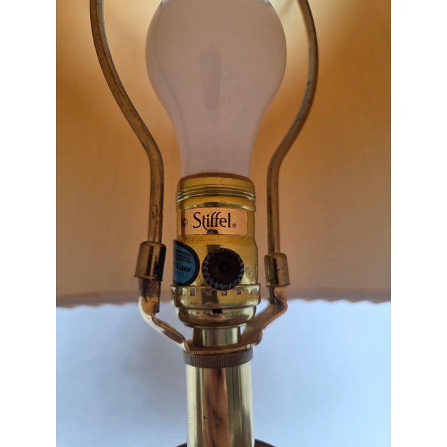 Brass Vintage Brass Stiffel Table Lamp W/ Pleated Shade For Sale - Image 8 of 10
