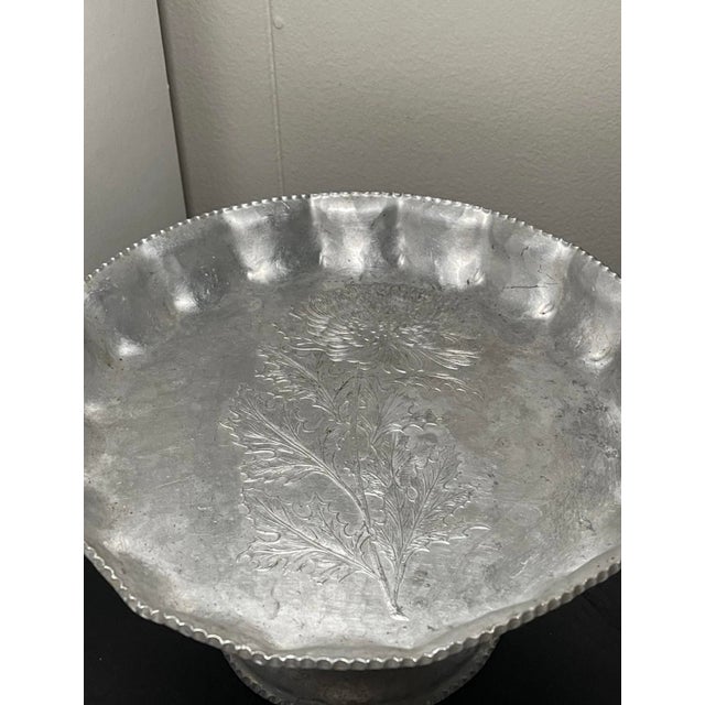 Vintage Continental Trade Mark Hand Wrought Aluminum Compote Tray 607 For Sale - Image 4 of 4