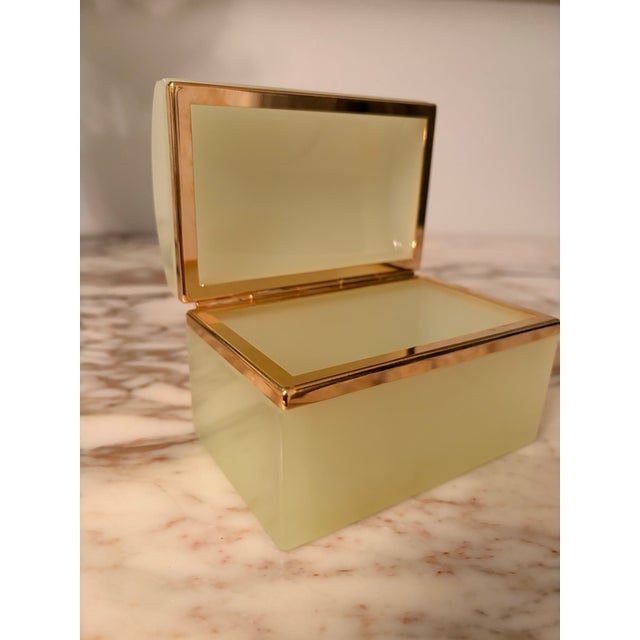 Mid 20th Century Vintage Murano Style Yellow Opaline Jewelry Casket For Sale - Image 5 of 9