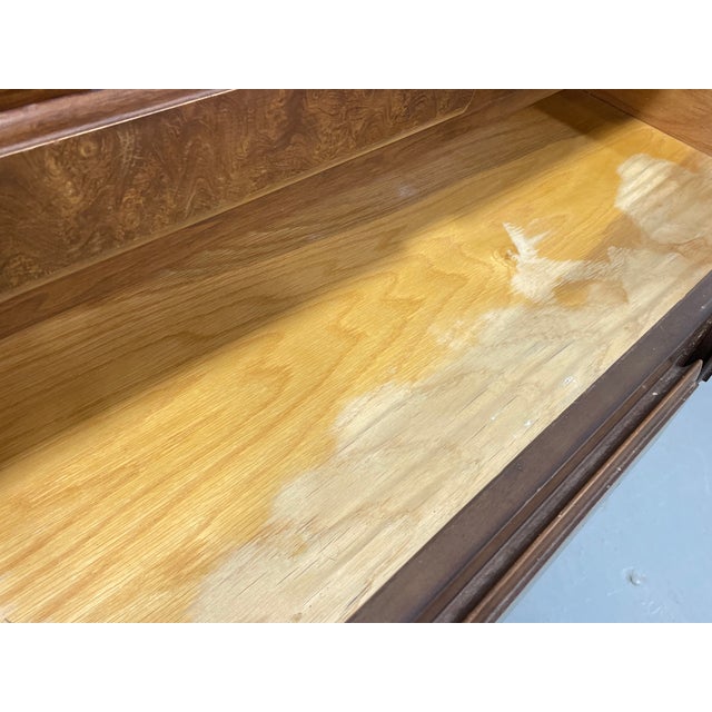 Mid Century Modern Walnut Dresser by United Furniture Co. | Burled Drawers | Refinished Storage 1960's For Sale - Image 11 of 11