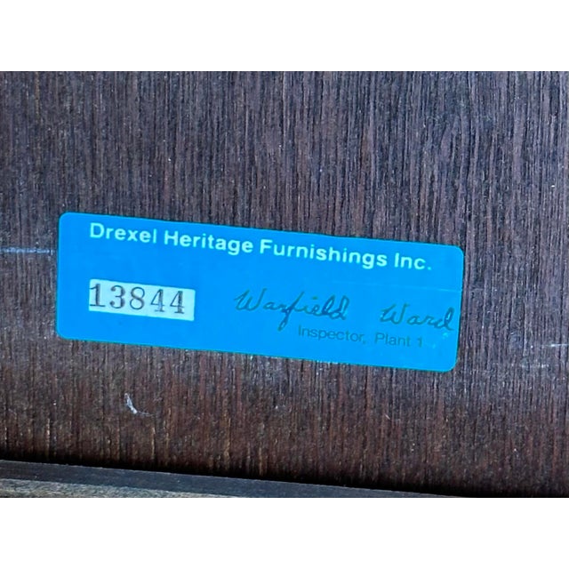 1980s Drexel Heritage Woodbriar Collection Campaign 7 Drawer Desk & Chair For Sale - Image 11 of 16