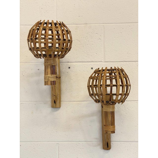 Bamboo Wall Lamps, 1970s, Set of 2 For Sale - Image 11 of 12