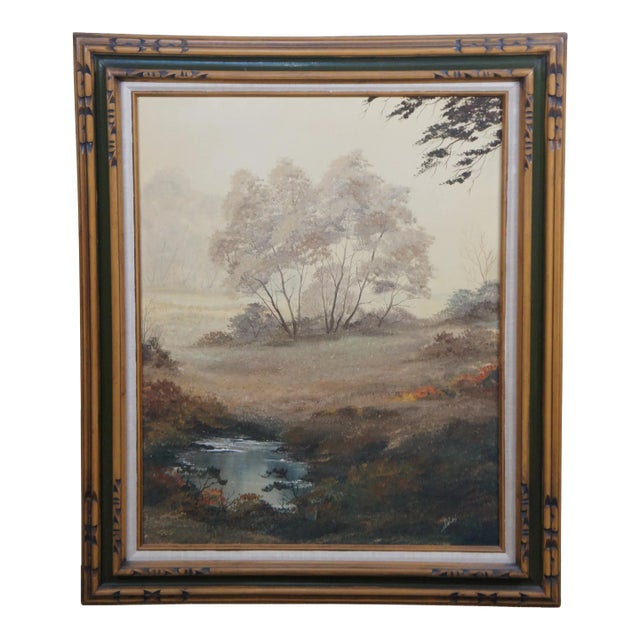 Vintage Realist Woodland Oil Landscape Painting Signed and Framed For Sale