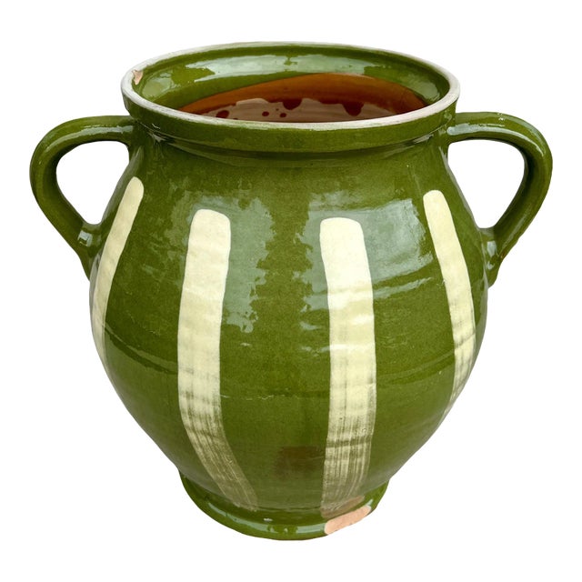 Late 20th Century Green Glazed Earthenware Vessel For Sale