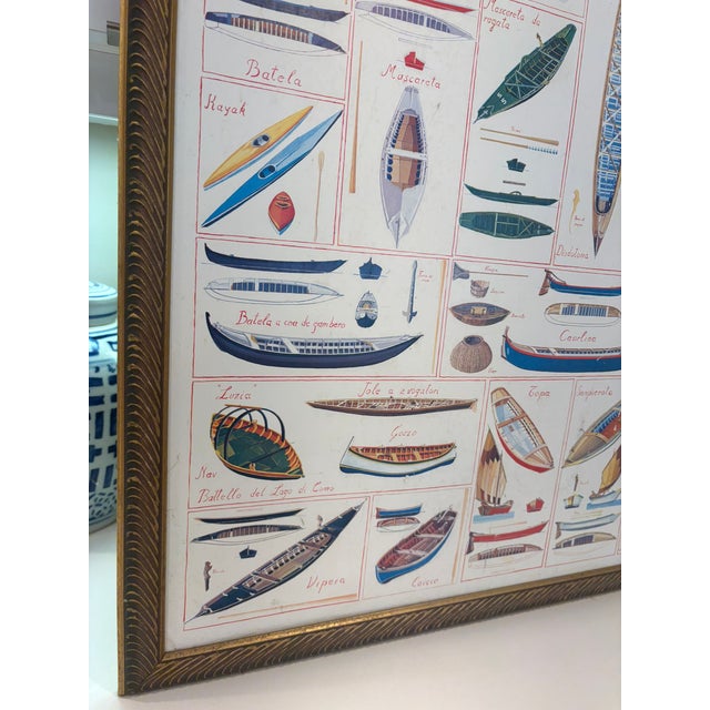 Barche a Venezia Vintage Italian Nautical Poster Framed Venice Boat Chart Wall Art For Sale - Image 10 of 15