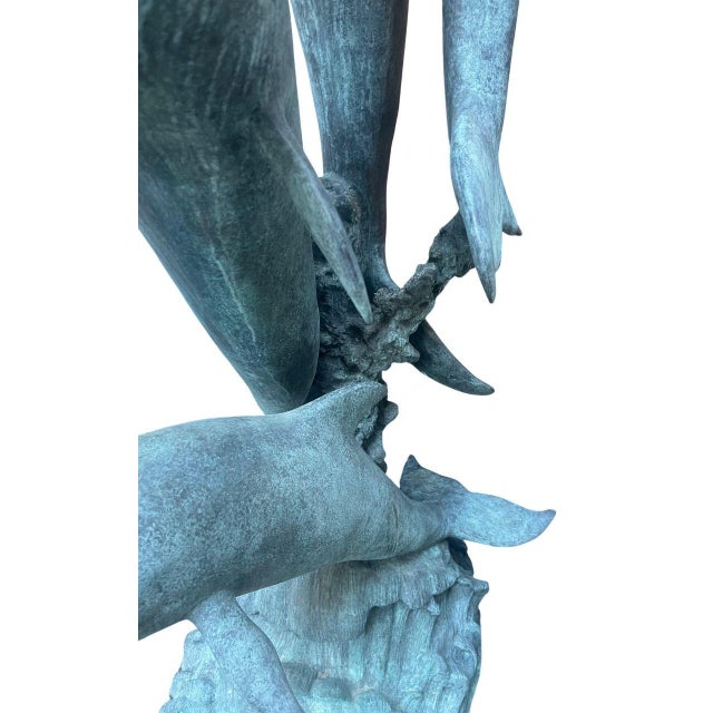 Monumental American Bronze Four-Dolphin Fountain Sculpture. Late 20th Century. For Sale - Image 10 of 12