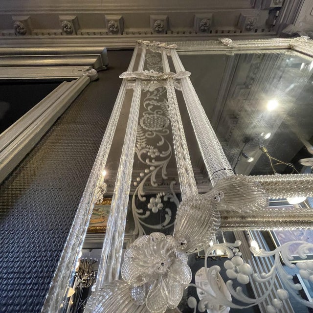 Early 20th Century Mirror with Engraved Murano Glass Panels from Barovier & Toso For Sale - Image 9 of 13