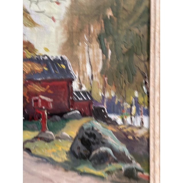 Karl Gustaf Strandberg, Road to Red Huts, 1950s, Oil Painting on Canvas, Framed For Sale - Image 6 of 12