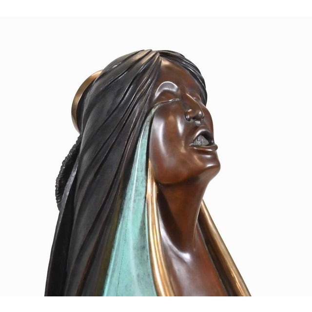 Native American Mother and Child Figurine in Bronze by Ernest Bo Mirabel, 1990s For Sale - Image 4 of 13