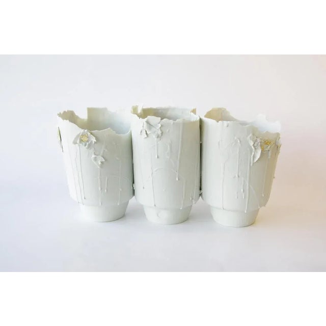 Set of 3 porcelain big vases imperfections by dora stanczel one of a kind. Dimensions: d 13 x w 13 x h 16 cm (each)....