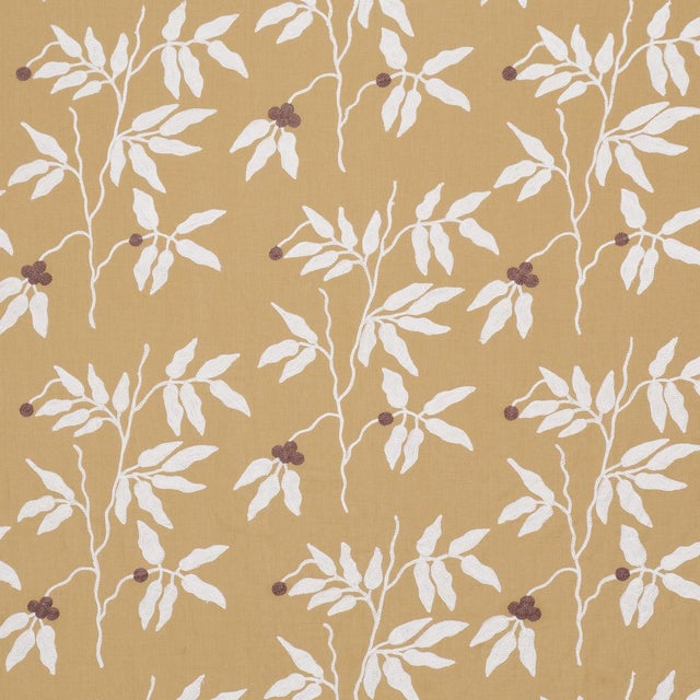 2020s Schumacher Lilla Embroidery Fabric In Ochre For Sale - Image 5 of 5
