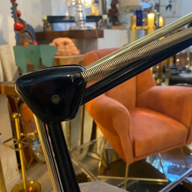 Mid-Century Modern 1970s Mid-Century Modern Gilt Metal Italian Adjustable Desk Lamp For Sale - Image 3 of 10