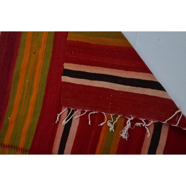 Apricot Vintage Antique Stripe Kilim Rug For Sale - Image 8 of 10
