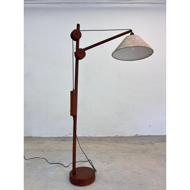 Floor Lamp with Adjustable Arm and Counterweight, Denmark, 1970s For Sale - Image 6 of 11