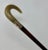 Late 19th Century Antique Vintage English Walking Stick Cane Wooden Gold Plated Cow Horn Handle For Sale - Image 5 of 8