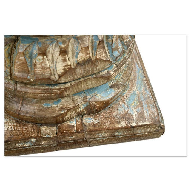 Brown Patinated Solid Wood Column For Sale - Image 8 of 9