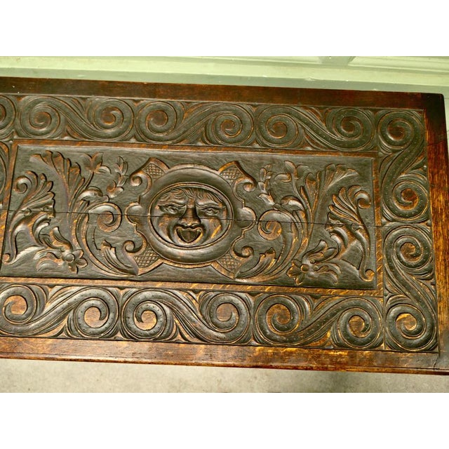 Carved Oak Mule Chest For Sale - Image 4 of 8
