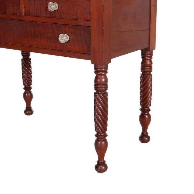 Wood Antique Sheraton Cherry & Tiger Maple 3-Drawer Server C1830 For Sale - Image 7 of 15