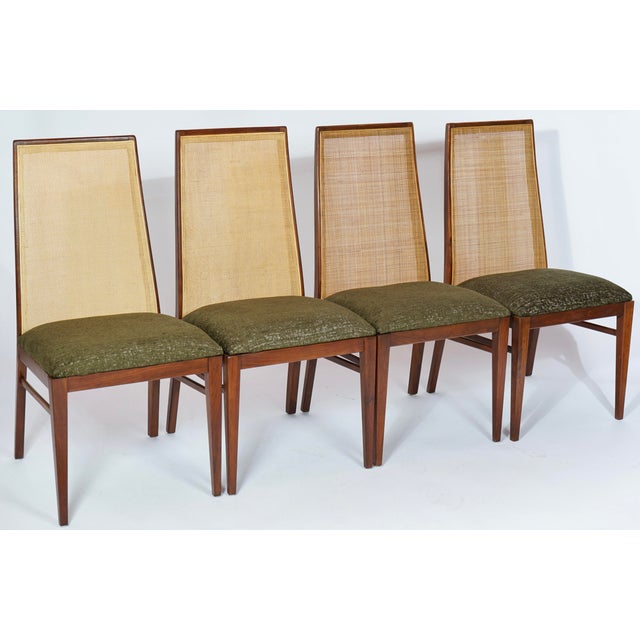 Wood Mid Century Modern Cane Back Dining Chairs in the Style of Milo Baughman for Dillingham Seat of 4 For Sale - Image 7 of 12