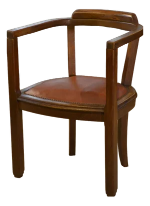 Oak and Imitation Leather Armchair, 1940s