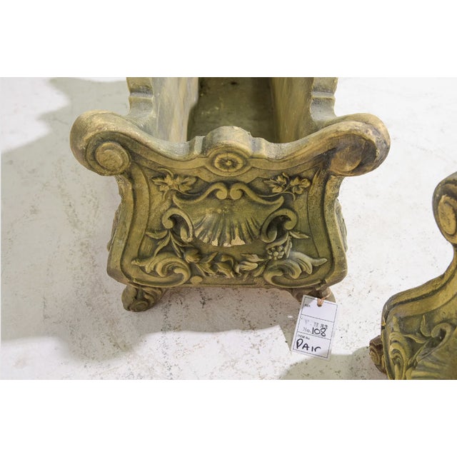Mid-Century Modern Early 20th Century French Cast Stone Planters, A Pair For Sale - Image 3 of 6