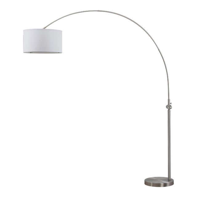 86-Inch H Arc Floor Lamp - Nickel For Sale
