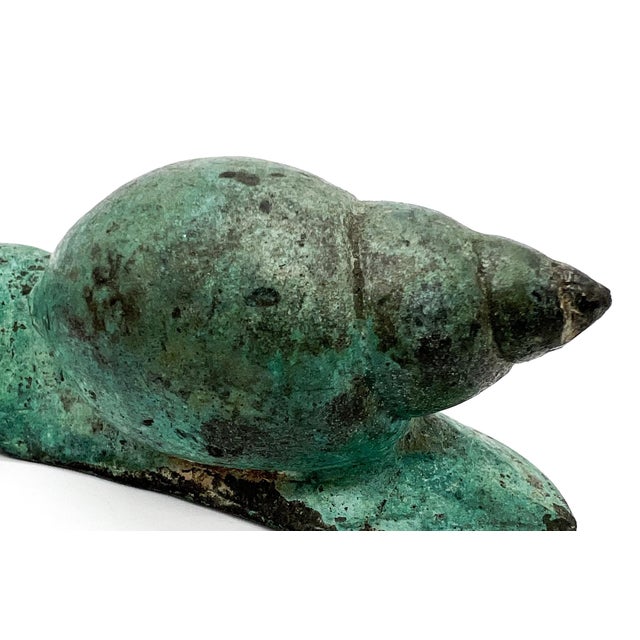 Vintage Cast Iron Sea Snail Sculpture With Verdigris Patina – Garden / Cottagecore / Whimsical For Sale - Image 9 of 10