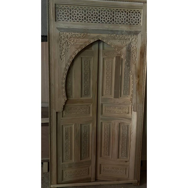 Not Yet Made - Made To Order Hand-Carved Moroccan Cedar Wood Door – Arched Rustic Entryway, Statement Home Decor For Sale - Image 5 of 10