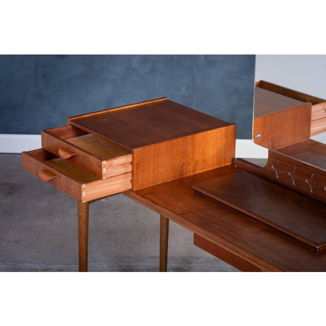 Teak Vanity Table with Mirror and Storage, Denmark, 1960s For Sale - Image 4 of 8