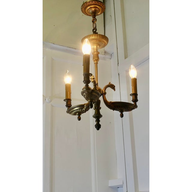 French Gilt Brass Bouillotte Library Ceiling Light, 1890s For Sale - Image 3 of 8