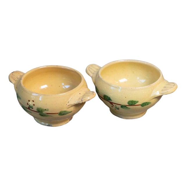 Petite 19th Century Eastern French Yellow Glazed Pottery Bowls from Innimont For Sale