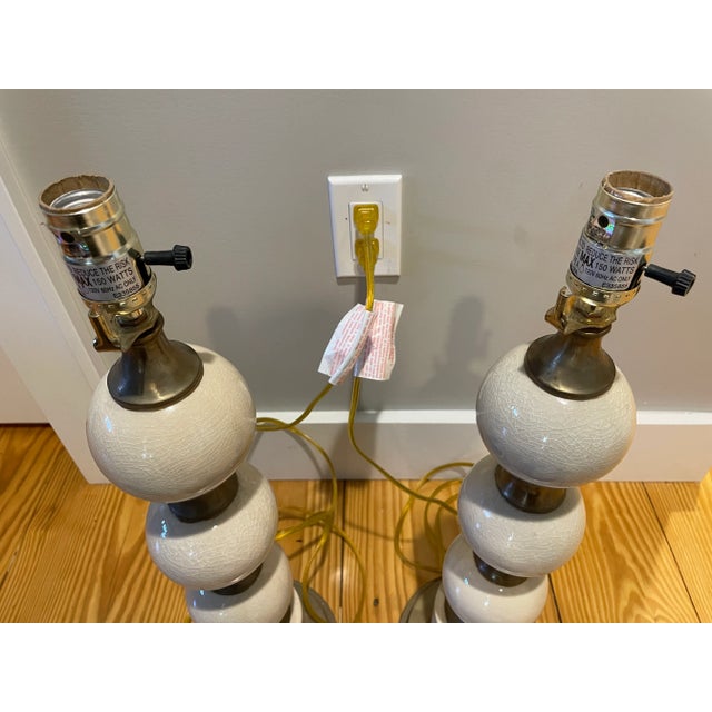 2010s Currey & Company Ceramic and Brass Table Lamps - a Pair For Sale - Image 5 of 10