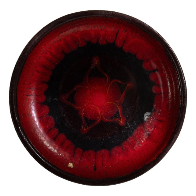 1960s Germany Red Pottery Plate For Sale