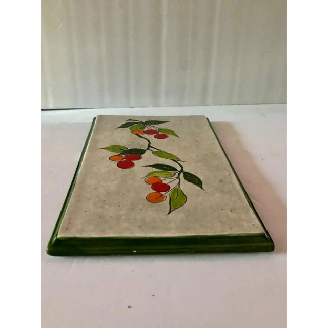 Ceramic 1970s "Cherries" Wall Plaque in Glazed Ceramic Tile Signed Boyer For Sale - Image 7 of 10