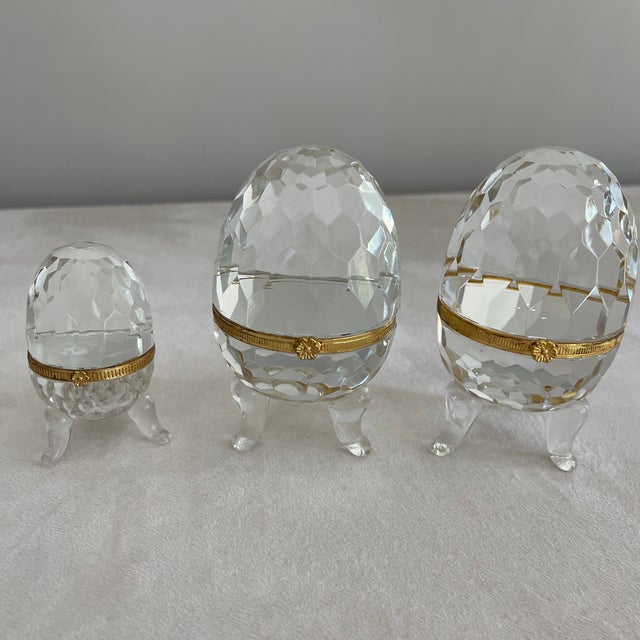 Metal Mid 19th Century Decorative Crystal Eggs With Ormolu - Style - Set of 3 For Sale - Image 7 of 7