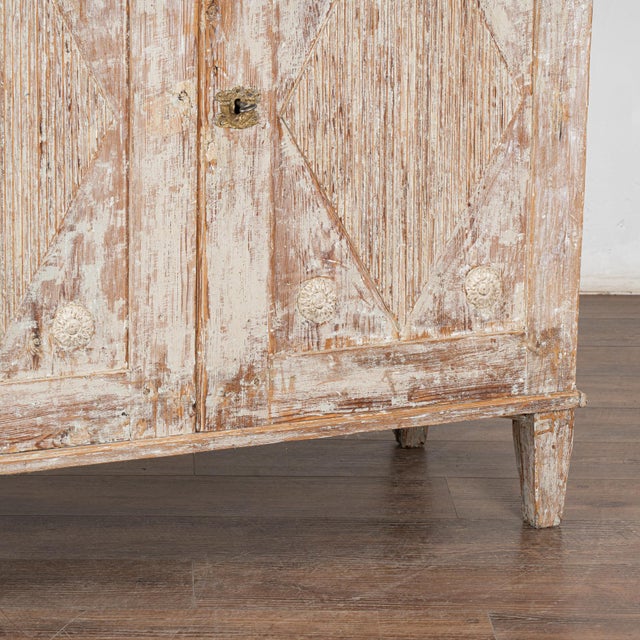 White Early 19th Century Swedish Gustavian White Painted Pine Sideboard Cupboard For Sale - Image 8 of 9