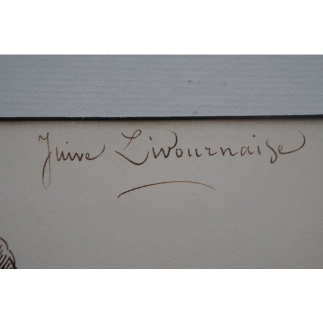 Paper 1859 French Emile Dupont Portrait Ink Drawing For Sale - Image 7 of 10