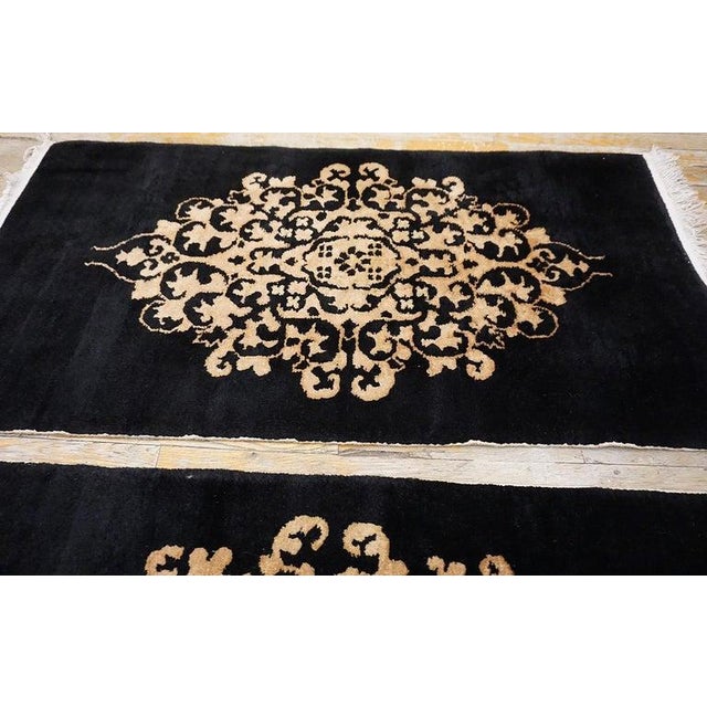 1920s Pair of Black Antique Artistic Chinese Art Deco Small Scatter Size Rugs For Sale - Image 11 of 11