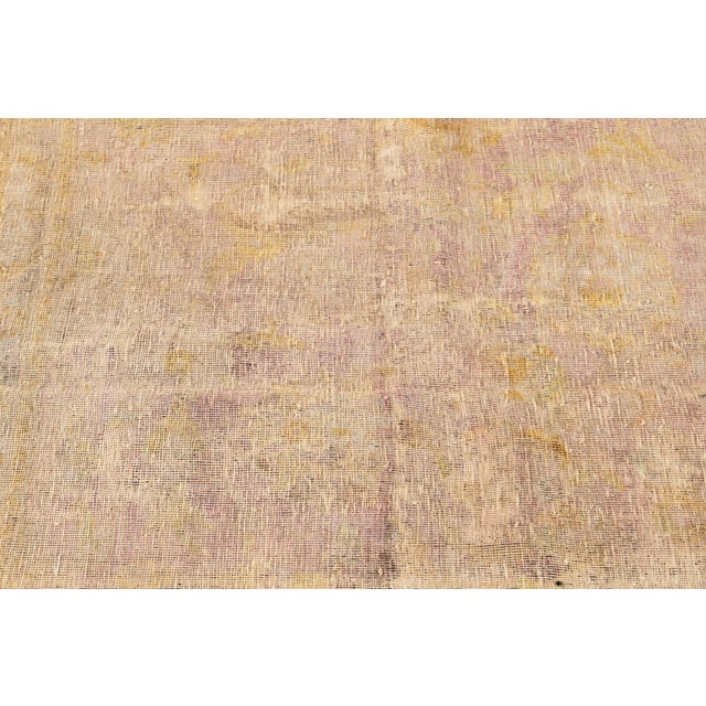 Antique Distressed Beige Overdyed Handmade Wool Rug For Sale - Image 9 of 11