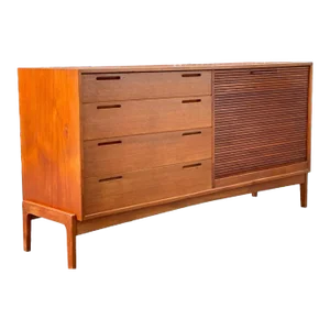 Vintage Imported Danish Modern Teak Credenza/Buffet. Tambour Door by William Watting
