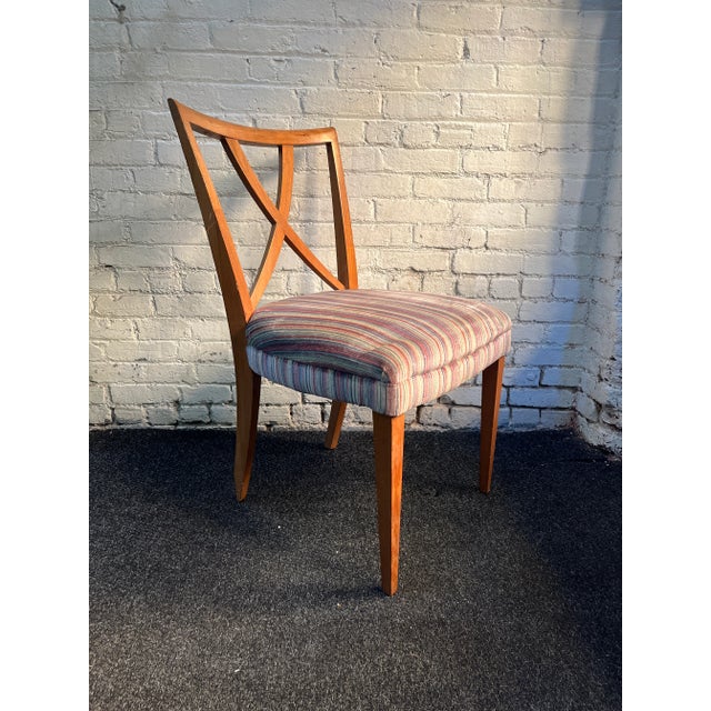 Mid-Century Modern 1950s Paul Frankl Set of 6 Oak X- Back Dining Chairs For Sale - Image 3 of 12