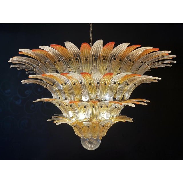 Palmette Ceiling Light in Amber and Trasparent Glasses, 1990 For Sale - Image 9 of 18