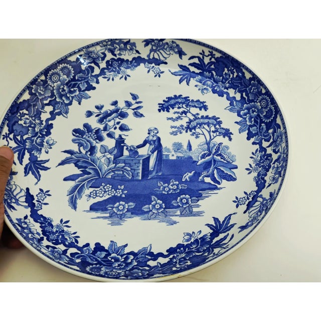 Late 20th Century Late 20th Century Spode Blue Room 'Girl at Well' Pasta Serving Bowl 11.75", Made in England For Sale - Image 5 of 5