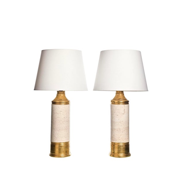 Gold and Off-White Glazed Table Lamps from Bitossi, 1960s, Set of 2 For Sale - Image 5 of 5