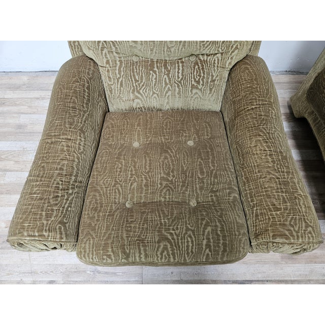 Vintage Italian Lounge Chairs in Green Fabric and Wooden Base, 1970, Set of 2 For Sale - Image 10 of 16