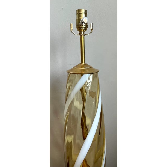 Goldenrod Vintage Murano Swirled Glass Table Lamp For Sale - Image 8 of 16
