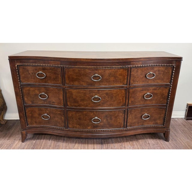 Universal Furniture Universal Furniture Transitional Burled-Finish Dresser With Mirror For Sale - Image 4 of 18